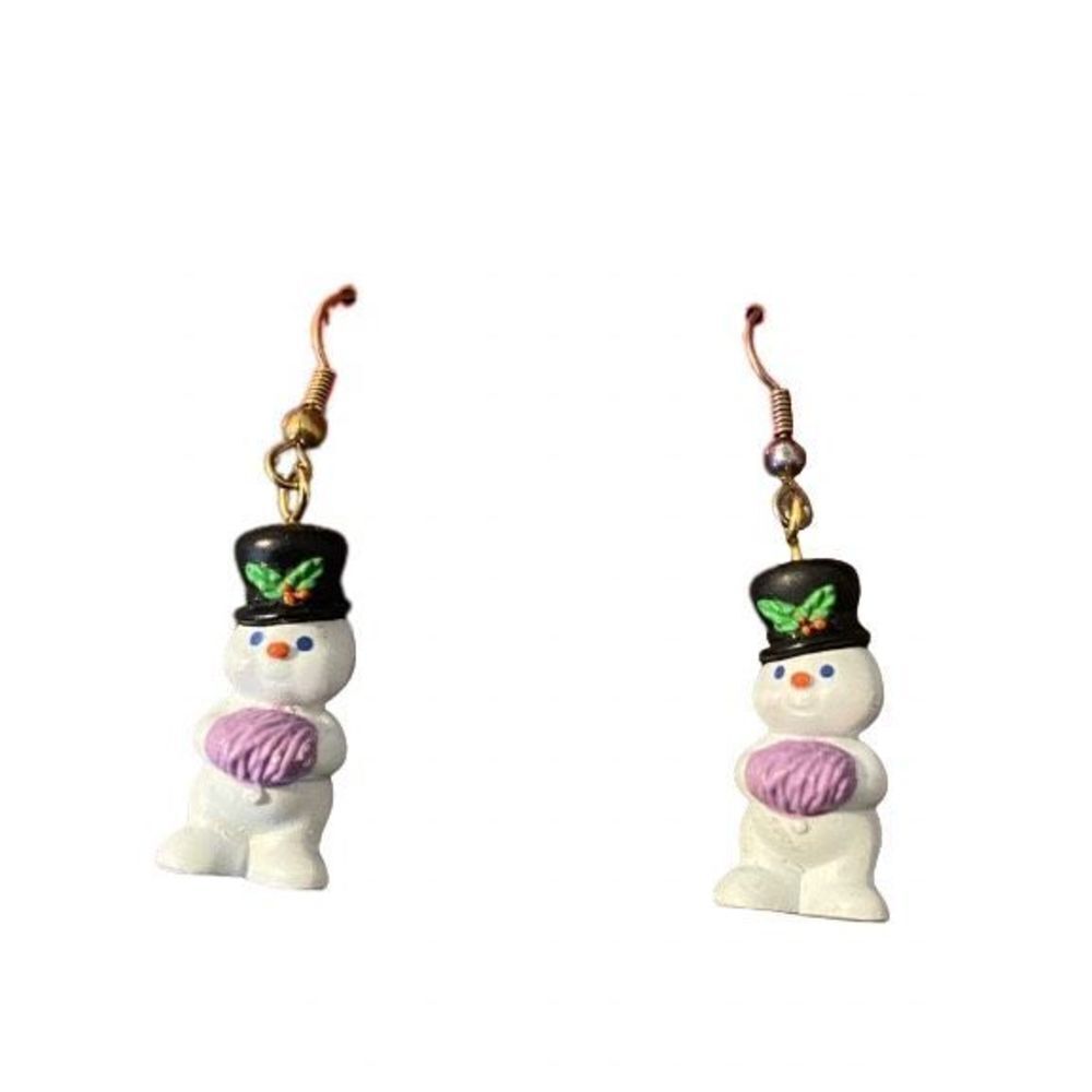 Cute Dangly Snowman Earrings